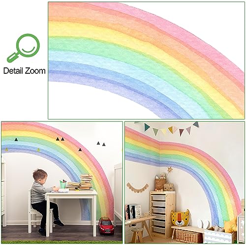 Vinilo decorativo de pared arcoíris pastel grande removible miniatura 3