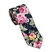 FSLESI Men Casual Fashion Floral Cotton Slim Tie Necktie (Navy blue)