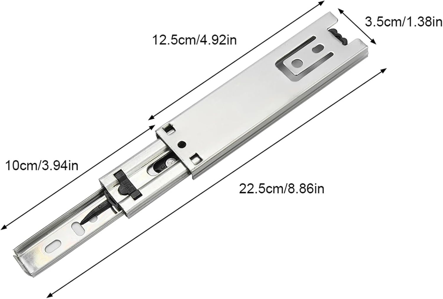 2Pcs 5in Drawer Runner Slide Soft Close Mini Furniture Guide Rail 3-Section Keyboard Tray Wardrobe