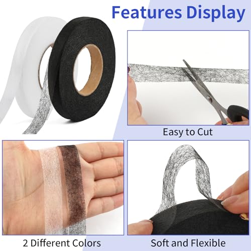 420 yards hem tape 12 inch iron on hemming tape no sewing hemming tape adhesive fabric fusing tape for pants clothes dresses curtains fabric crafting projects 6 rolls white and black