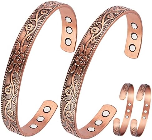 Vicmag Copper Bracelet for Women Men Magnetic Bracelet with Ultra Strength Magnets 100% Solid Pure Copper Gift 2PCS Magnetic Field Therapy