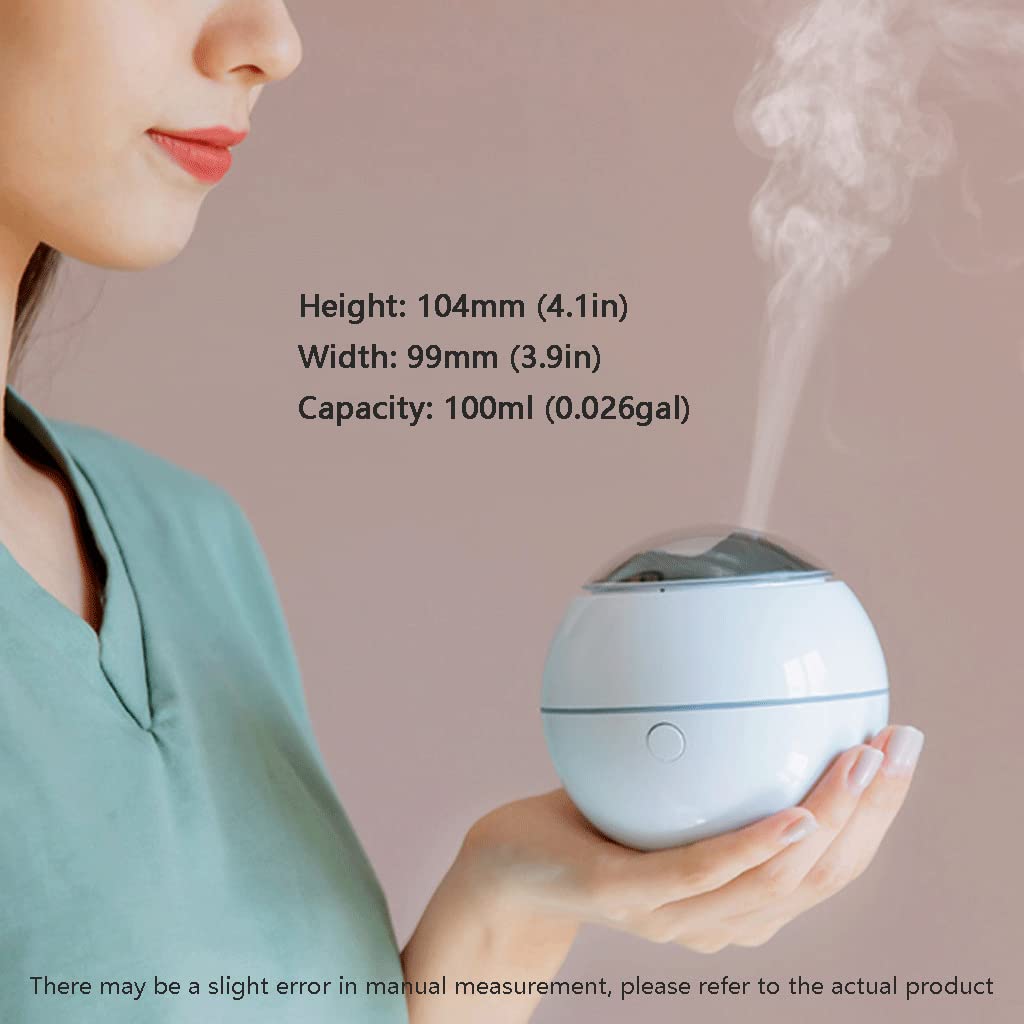 Habiba Luftbefeuchter Mini-Diffusor für ätherische Öle，100 ml Ultraschall-Raumduft-Aromatherapie-Diffusor，Kühlnebel-Luftbefeuchter mit 7 Farb-LED-Leuchten Still