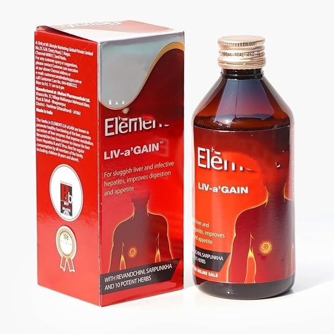 Element LIV-a'GAIN Liver Tonic Syrup, for Sluggish Liver and Infective Hepatitis, with Revandchini, Sarpunkha and 10 Potent Herbs-image-28
