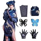CALMR Kisaki Cosplay Costume with Wig Full Game Blue Archive Cosplay Cheongsam Suit Halloween Outfit (Kisaki, L)