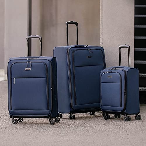 Bugatti Reborn Collection 3 Piece Luggage Set, Expanding Suitcases With 360-Degree Rolling Spinner Wheels, Retractable Handle, 20-Inch Carry On, 24-Inch Mid-Size, 28-Inch Large Bags, Navy #TOP6