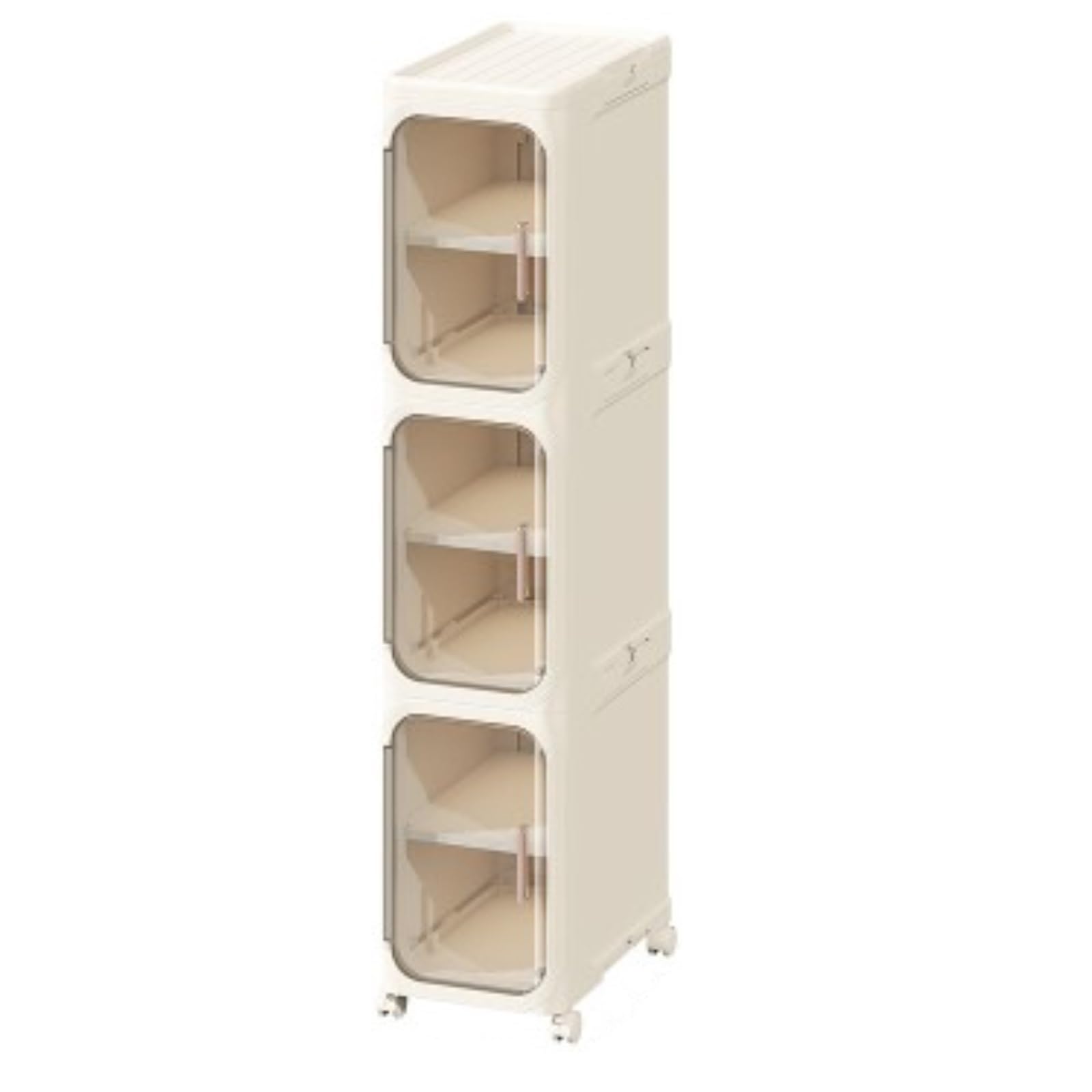 Générique Cabinet étroit de Stockage Couture Grande capacité Pliable avec des Roues(Cream-3 Layers)