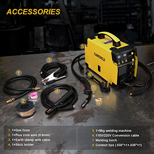 Flameweld Mig Arc Tig 3 In 1 Gas/Gasless Mig Welder Machine, 110/220V Mta1650 Dual Voltage Mma/Mig/Lift Tig Welder, 160Amps Mig Welding Machine #TOP6