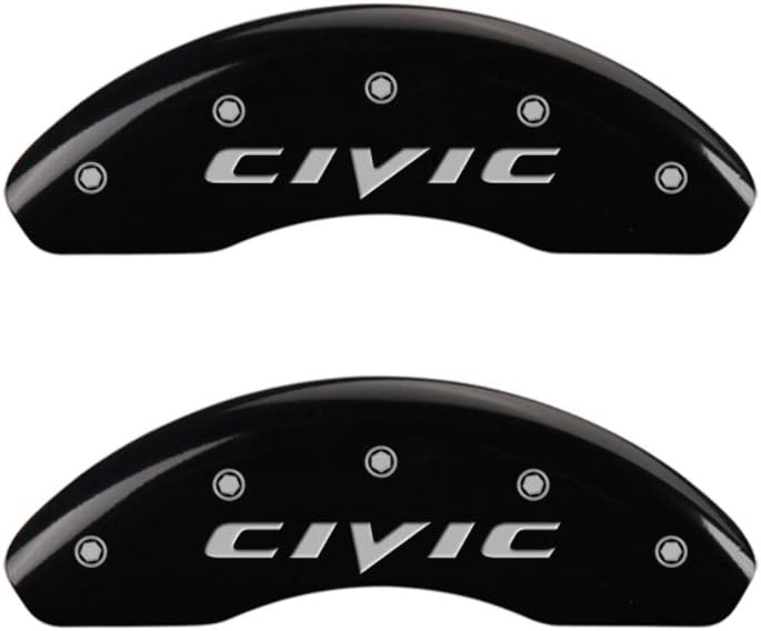 MGP Caliper Covers 20107SHONBK Black Powder Coat Finish "Honda" Engraved Caliper Cover with Silver Characters, Set of 4