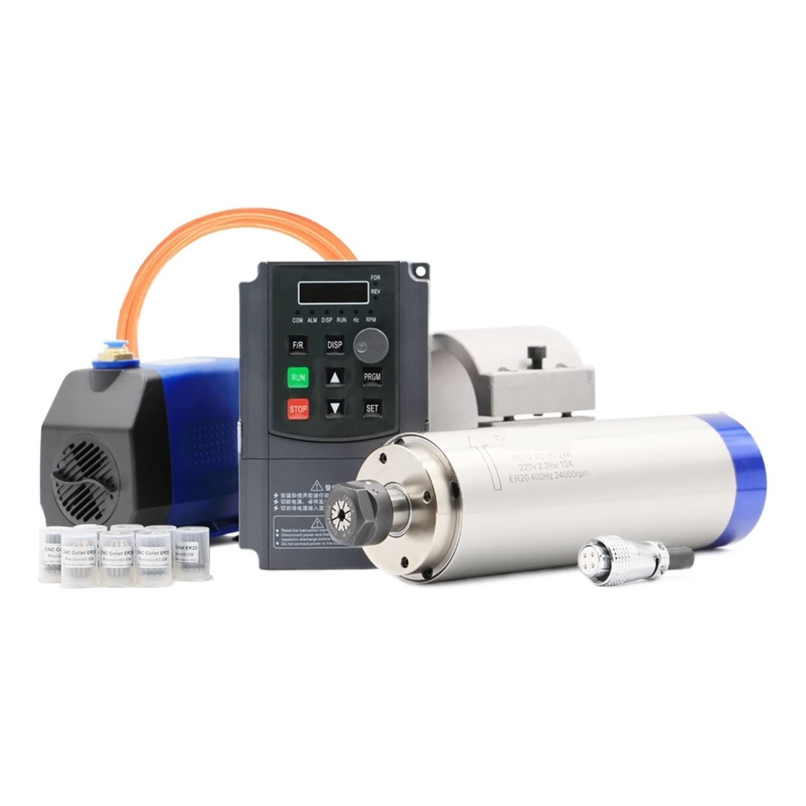 PETBON CNC Spindle Motor Kits 2.2kw ER20 Water Cooled Spindle Kit Water Cooling Spindle 2.2kw Inverter 80mm Spindle Bracket 75w Water Pump (Color : B, Size : Ceramic Ball Bearing)