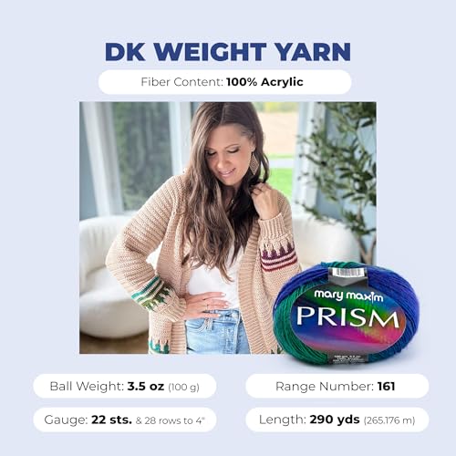Image of Mary Maxim Prism Yarn, Acrylic Multicolor DK Yarn, 290 Yards, Morning Glory | Ombre Yarn, 3 Weight, Machine Wash, For Knitting and Crochet, Create Baby Items, Blankets, Afghans, Clothing Variegated Yarn
