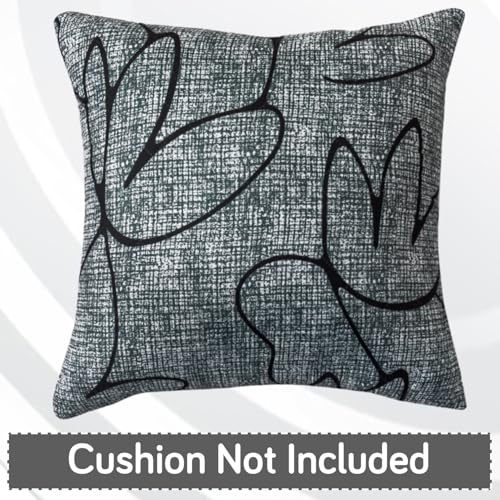 Image of HOKIPO 'Elira Series' Printed Quilted Cushion Cover for Sofa 22x22 Inches, Set of 2, Intense Grey Abstract Floral (AR-6232-C2*2)