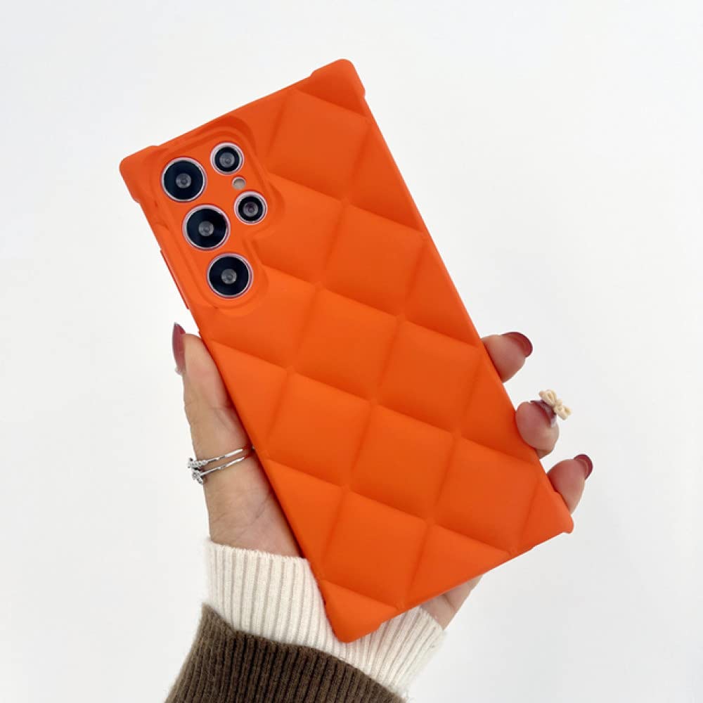 Coque Samsung S22 Plus motif losanges en silicone chic orange - 6