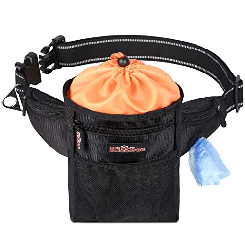 HICOBOS Dog Treat Training Pouch with Poop Bag Dispenser, 5 Pockets Well Organized Pup Reward Pouch Waist Pack, 6-in-1 Hands Free for Sports to Carry Treats, Toys, Phones, Earbuds, Waste Bags & Bowls