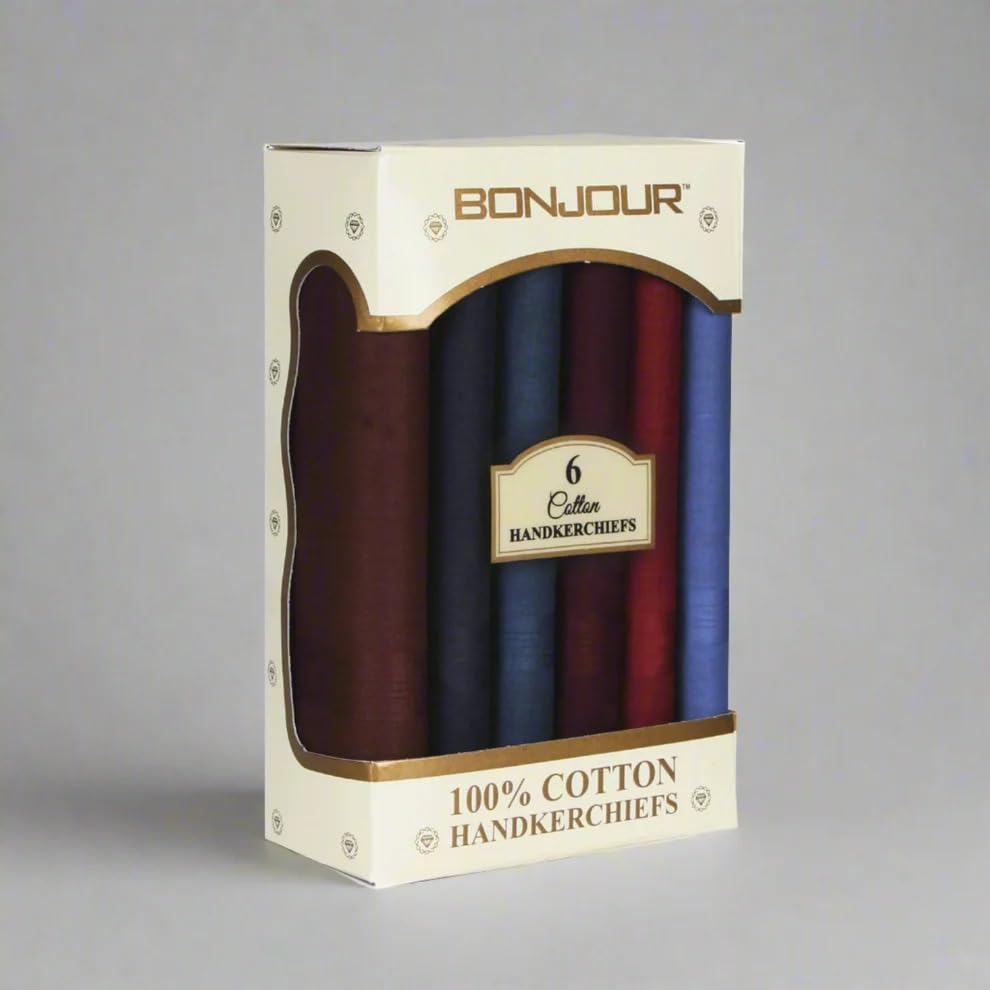 Image of Bonjour Solids Collection Premium Cotton Handkerchiefs For Men - Pack of 6