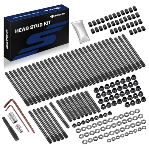 SPELAB Head Stud Replacement Kit Compatible with Ford 6.7L V8 Powerstroke 2011-2019 with Studs and Nuts, Cylinder Head Stud Assembly Kit &amp; Assembly Lubricant