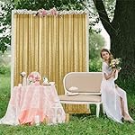 2×8FT-2PCS Gold Sequin Backdrop Curtains Panels, Photography Backdrop Glitter Curtains Fabric Background for Christmas Wedding Party Decor - Image 3