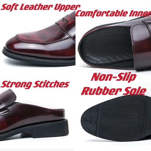 Mens Patent Leather Slip-On Dress Mule Sandals Summer Wingtip Backless Smoking Slippers Formal Business Party Half Loafers3