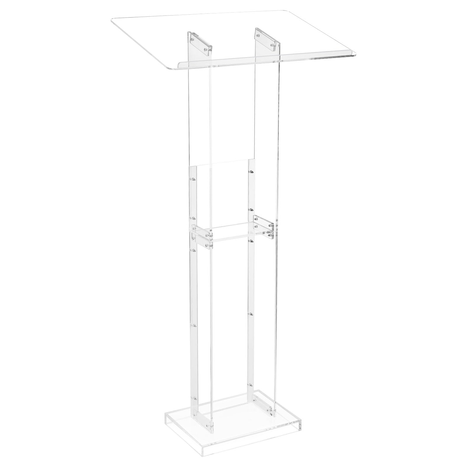 VEVOR Pupitre de Conférence 126,5 cm, Podium sur Pied en Acrylique, Lutrin pour Présentation avec Large Surface de Lecture, Butoir de Livre et Étagère de Rangement, pour Bureau École Mariage Concert