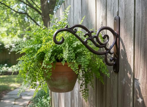 Image of GHAR DWAR Metal Wall Hook Hanging Plant Bracket Decorative Straight Plant Hanger for Pots, Bird Feeders, Planters, Lanterns, Macrame, Wind Chimes Indoor Outdoor (Pack of 4, Brown)