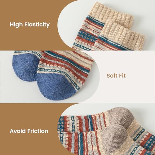 Image of 5 Pairs Wool Socks for Women - Wool Socks Womens, Winter Cozy Sock Warm Sock