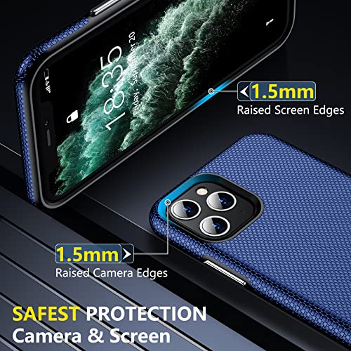 Spidercase Shockproof For Iphone 11 Pro Case [10 Ft Military Grade Drop Protection] [Dual Layer] [Non-Slip] [2 Pcs Tempered Glass Screen Protector] Heavy Duty Full-Body Protective Phone Case Dark Blue #TOP2
