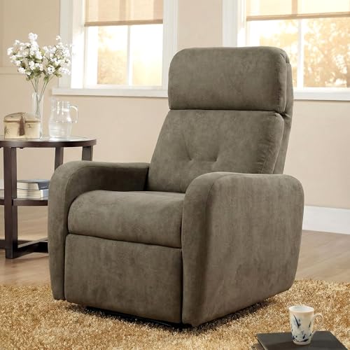 Image of EVA Manual Recliner Chair with Adjustable Headrest | Brown Boucle Fabric Upholstery | Ergonomic Single Seater Recliner for Living Room & Home Theater | 18 Months Warranty