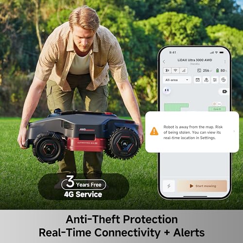 Image of MOVA LiDAX Ultra 3000 AWD Robot Lawn Mower Wire Free RTK Free for up to 0.75 Acre*Dual Maps, 360 3D LiDAR & AI Dual Vision Mapping, Robotic Mower with 4G, for 80% Slopes, Cutting Height 1.2 inch-3.9 inch