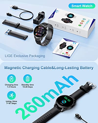 Smartwatch Herren mit Telefonfunktion, 1,32 Zoll Fitness Armbanduhr mit Pulsmesser Schlafmonitor,IP67 Wasserdicht Schrittzähler Sportuhr Uhren Herren für Android iOS - Image 7