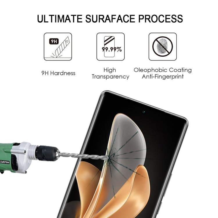 Image of Casodon Tempered Glass Screen Protector Guard for Vivo V29e 5G (Black) Full Screen Coverage with Easy Installation Kit