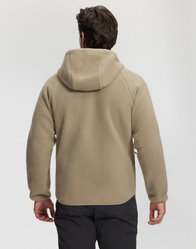 Pioneer Camp Giacca in pile da uomo con cappuccio, calda, traspirante, con chiusura lampo, per attività all'aria aperta, con 5 tasche, per escursioni, trekking