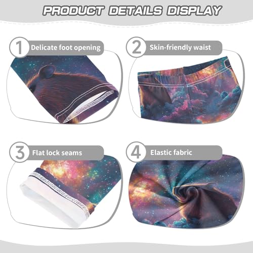 Boccsty Space Stars Galaxy Capybara Girls Leggings Kids Yoga Pants Dance Active Tights 4T3