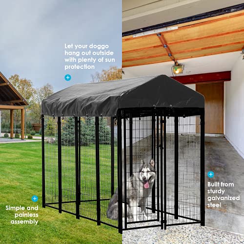 Dog Kennel Outdoor, Outside Kennels, Large Wire Crate, 4x8x6 Ft, Metal