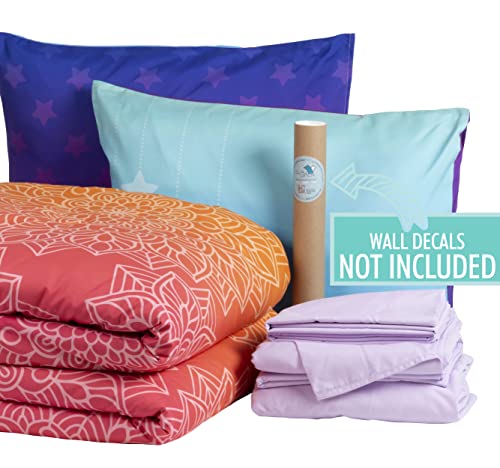 Clauvinck Truly Reversible & Ultra Soft Microfiber 7-Piece Room-In-A-Bag Kids' Comforter Bedding Set For Teen Girls, Mandala - Full & Queen #TOP2