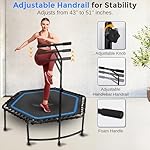 SereneLife 40"/50" Mini Trampoline for Adults - 450/550LBS Fitness Trampoline with Reinforced Springs & Adjustable Safety Handle - Stable & Quiet Supports Whole-Body Workout & Relaxation - Image 3