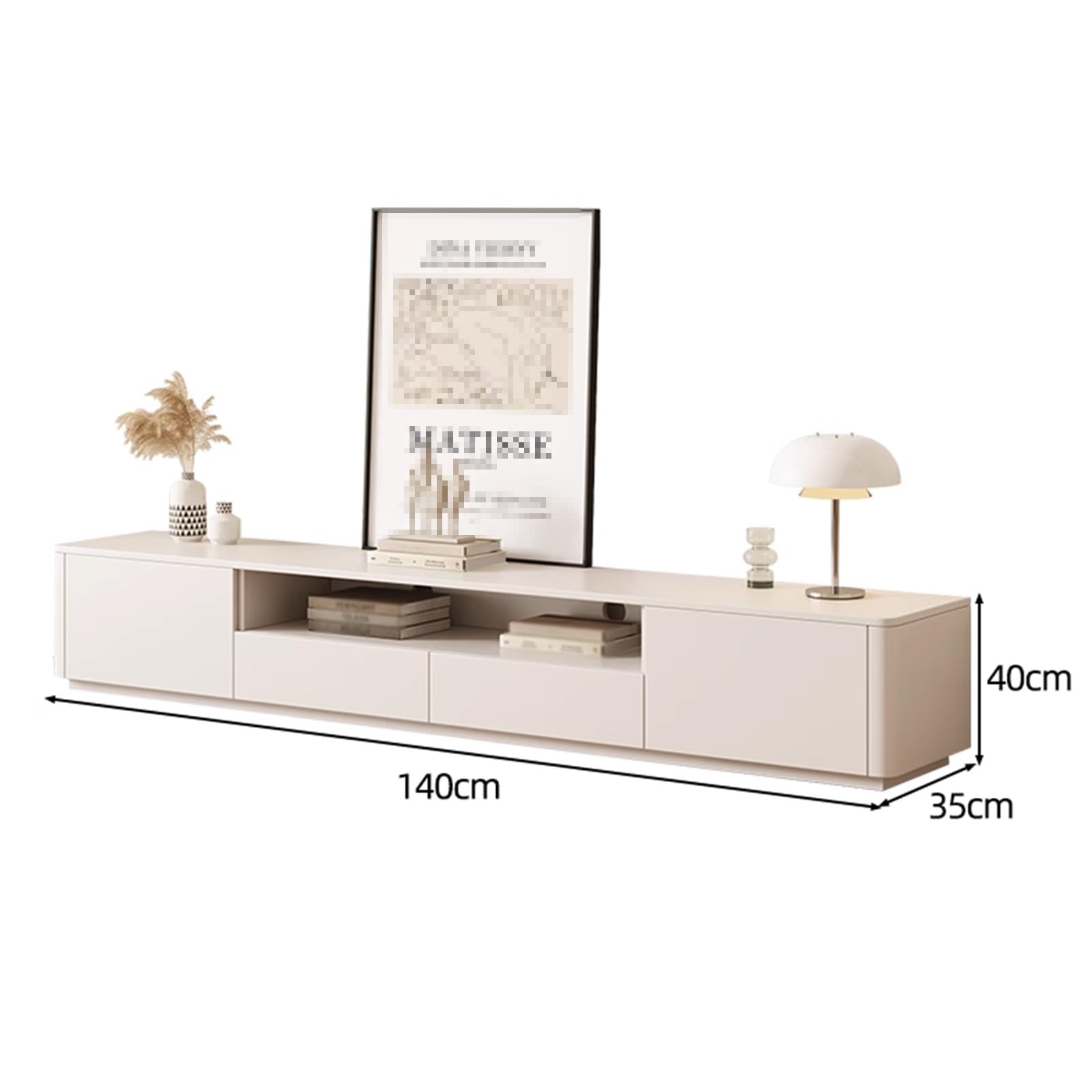 Mobile TV Bianco Moderno per Soggiorno in Legno massello Eco-Board, Grande capacità e Spazio di archiviazione Multiplo, Design Senza Maniglie nascoste, Mobile TV sospeso per soggio