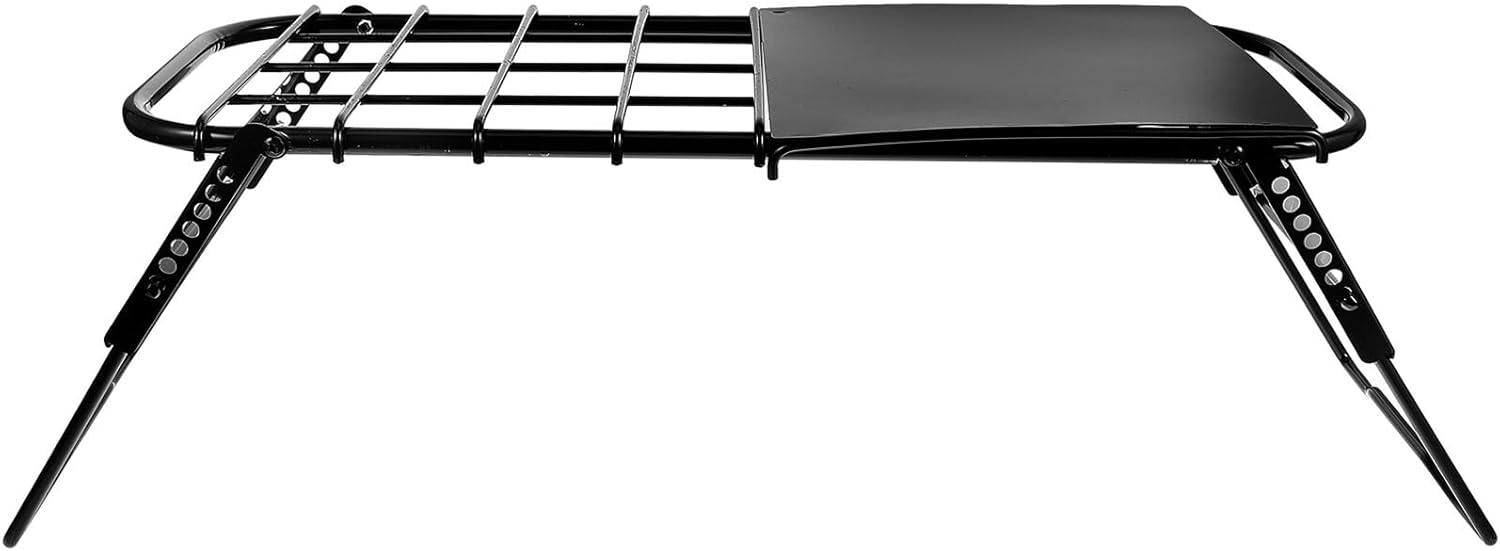 minkissy Folding Camping Table with Adjustable Height Mesh Desktop Portable Metal Outdoor Picnic Grill Table for Hiking and BBQ