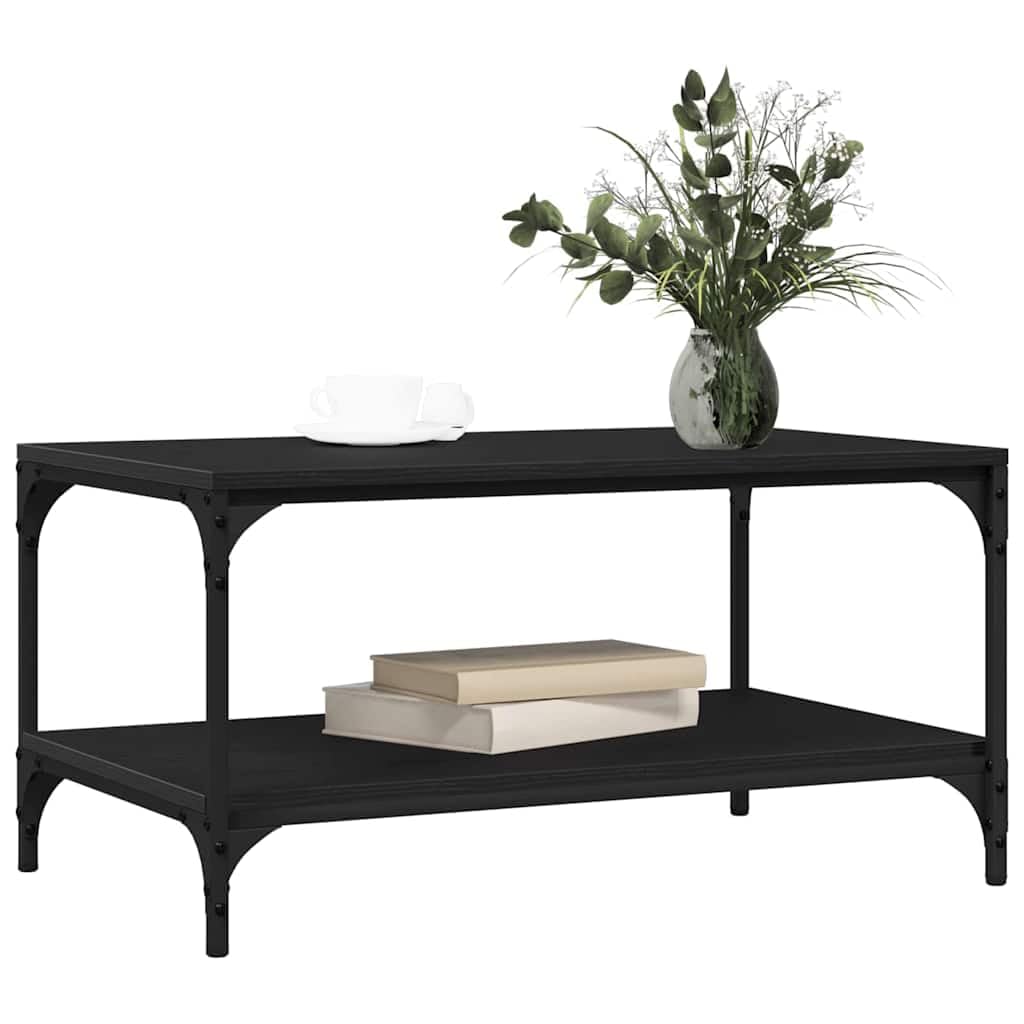 Mesa de centro con aspecto de roble negro, 81 x 50 x 40 cm, de material de madera con 1 estante, diseño moderno, resistente y duradera, para salón, oficina, pasillo