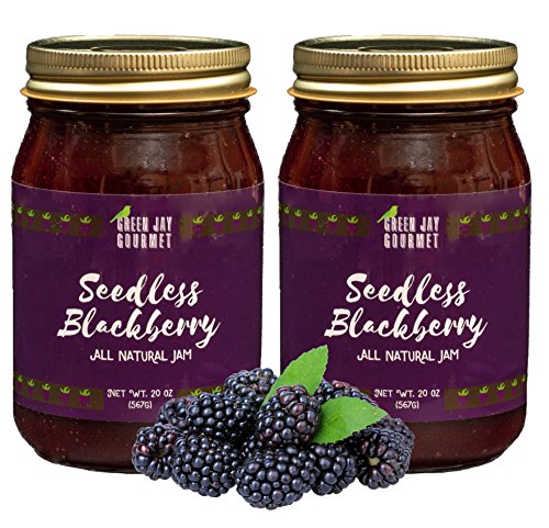 Green Jay Gourmet Seedless Blackberry Jam - All-Natural Fruit Jam with Blackberries & Lemon Juice - Vegan, Gluten-free Jam - Contains No Preservatives or Corn Syrup - Made in USA - 20 Ounces