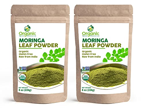 Organic Moringa Powder - 1 lbs (454g) | Pack of 2 | Resealable Kraft Bag, Non-GMO, Moringa Olifera Powder - 100% Raw from India, by SHOPOSR