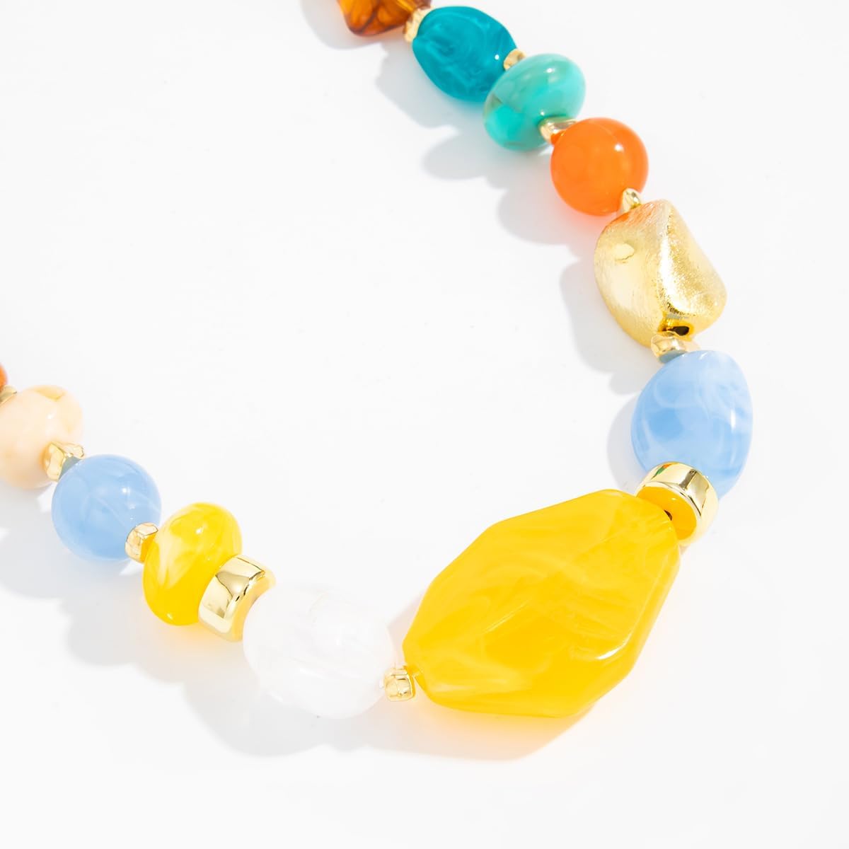 NIQIPOK Chunky Acrylic Beaded Necklace for Women Colorful Boho Beaded Choker Big Irregular Spherical Resin Beads Necklace Fashion Summer Beach Jewelry