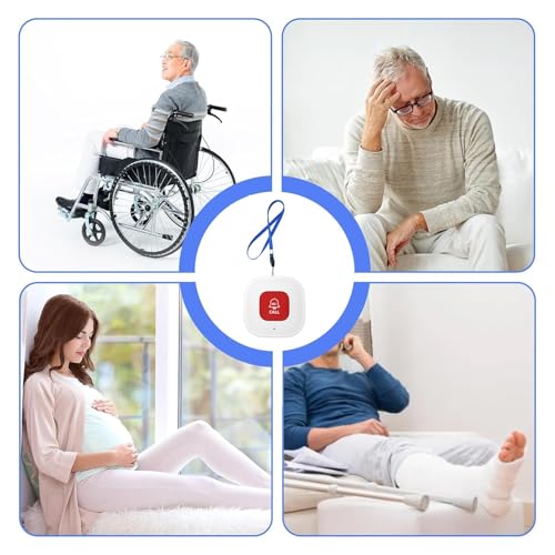 WIOONI Smart Notrufknopf für Senioren, WiFi-Hausnotruf Handy, Tuya/Smart Life/Alexa-kompatibler Alarmknopf für Patienten, Kinder