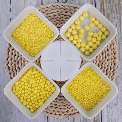 Image of Sprinkles for Cake Decorating, 7.8oz Light Yellow Pearl Sprinkles 4 Sizes Mix for Cake Cupcake Cookie Baking Donuts Ice Cream Toppings