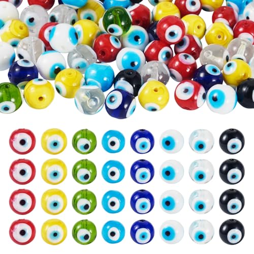 Sparkeads 60 Pcs 12mm Round Evil Eye Beads Mixed Color