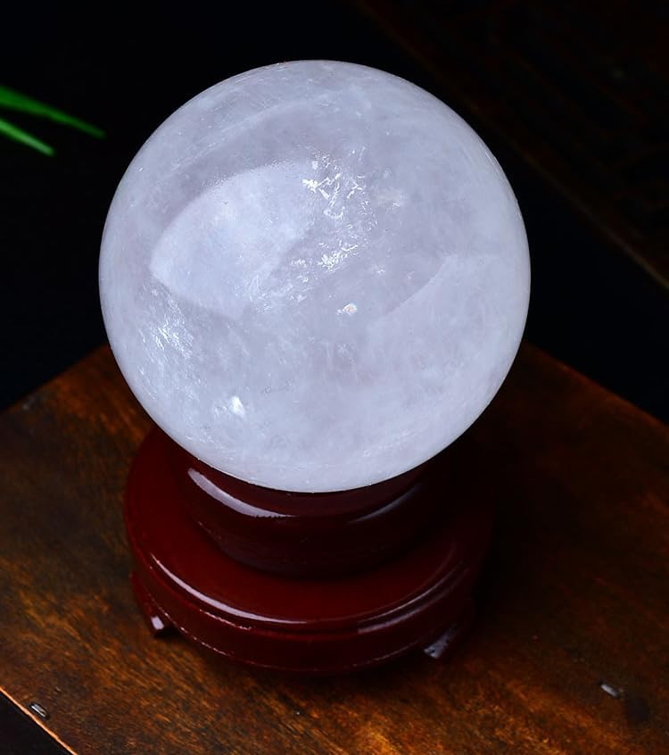 Sphere of Iceland, White Glass Ball, Polished Crystals, Calcite, sumpnetization, Collection Ornaments for The Home,100mm