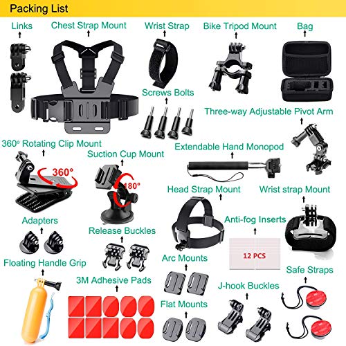 Image of BKN 34 in 1 Mount & Accessories Kit's for GoPro Hero 10 /9 / 8 /7 /6 /5 /4 /3 /2 /1 /SJCAM /Akaso /Apeman /Xiaomi /Sony Action Cam /Nikon /Garmin, Ricoh Action Cam & All iPhone,Samsung Mobile Phone