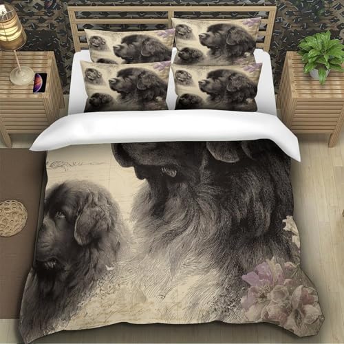 Housse de couette Terre-Neuve anti-plis en microfibre durable pour lit grand format