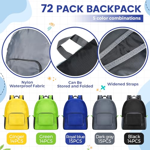 Image of Sherr 72 Pack 17 inch Classic Backpacks in Bulk Foldable Lightweight Back Packs Basic Classic bags for Travel (Popular Colors)