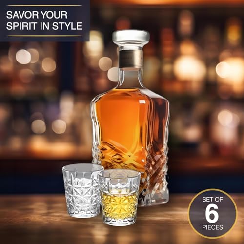 Image of bellemax Classy Shot Glass for Espressos, Spirits & Liquors,Whiskey, Vodka Shot, Tequila Shot, Wine Tasting, Cocktail Pour, Bar Accessory & Home Decor Parties Glasses Set of 6 (BR-07)