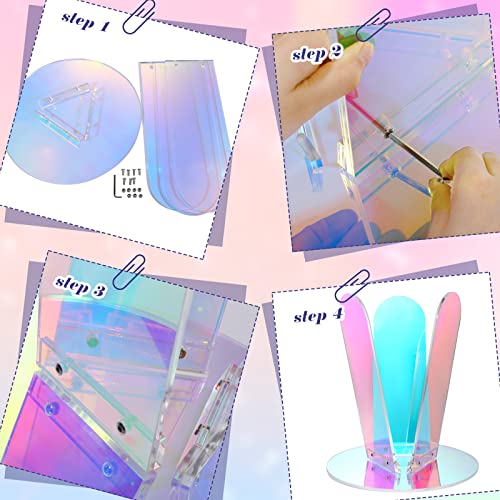 Acrylic Round Clear Iridescent Side Table Rainbow Acrylic Coffee Table Rainbow Colors End Tables Modern Accent Night Stand Iridescent Table For Bistro Office (Iridescent Style, 17.8 X 17.8 X 4.3 Inch) #TOP2