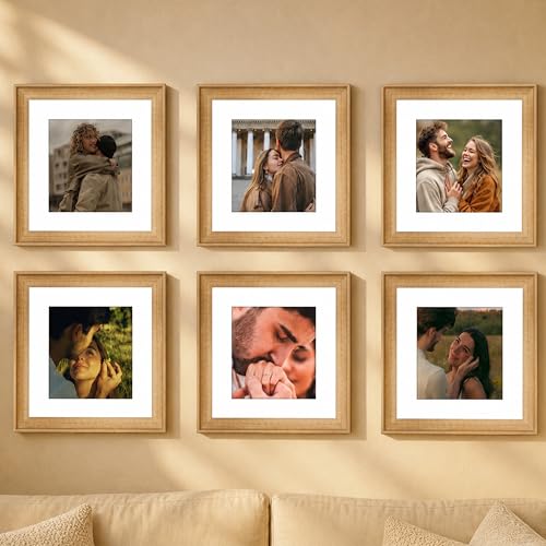 Image of Art Street Wooden Photo Frame for living room, Aesthetic Cave Design Photo Frames for Photograph, Art Work, Certificates Set of 6 (10x10 Inch, White)
